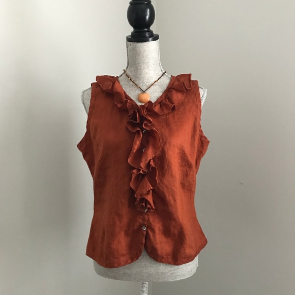 J. Jill Tops - J. Jill Sleeveless Ruffle Rust/Burnt Orange Blouse